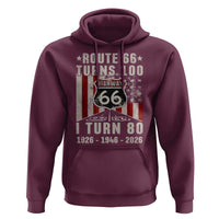 Route Highway 66 Turns 100 I Turn 80 Hoodie Vintage 1946 Born American Road Sign 80th Birthday Gift