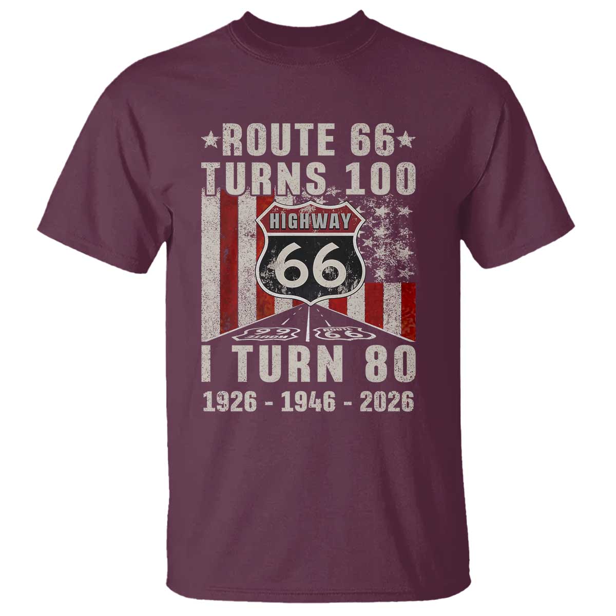 Route Highway 66 Turns 100 I Turn 80 T Shirt Vintage 1946 Born American Road Sign 80th Birthday Gift