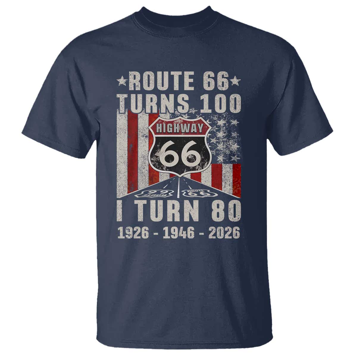 Route Highway 66 Turns 100 I Turn 80 T Shirt Vintage 1946 Born American Road Sign 80th Birthday Gift
