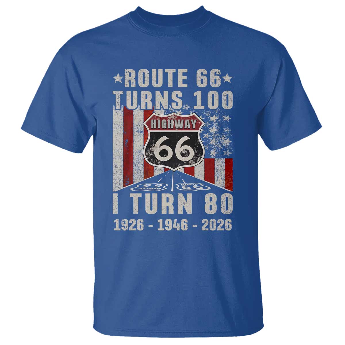 Route Highway 66 Turns 100 I Turn 80 T Shirt Vintage 1946 Born American Road Sign 80th Birthday Gift