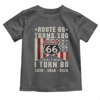 Route Highway 66 Turns 100 I Turn 80 Toddler T Shirt Vintage 1946 Born American Road Sign 80th Birthday Gift