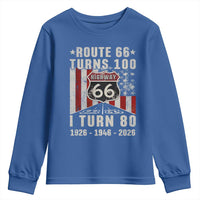 Route Highway 66 Turns 100 I Turn 80 Youth Sweatshirt Vintage 1946 Born American Road Sign 80th Birthday Gift
