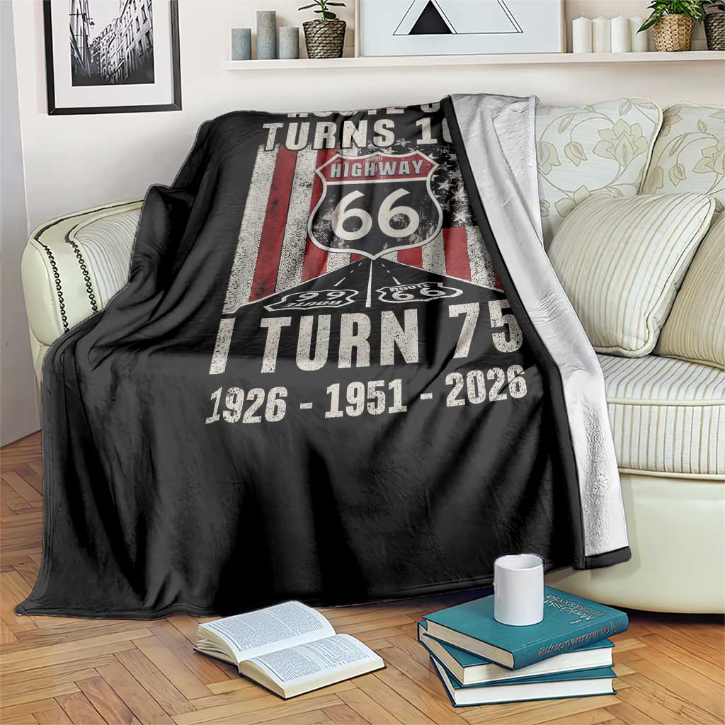 Route Highway 66 Turns 100 I Turn 75 Throw Blanket Vintage 1951 Born American Road Sign 75th Birthday Gift