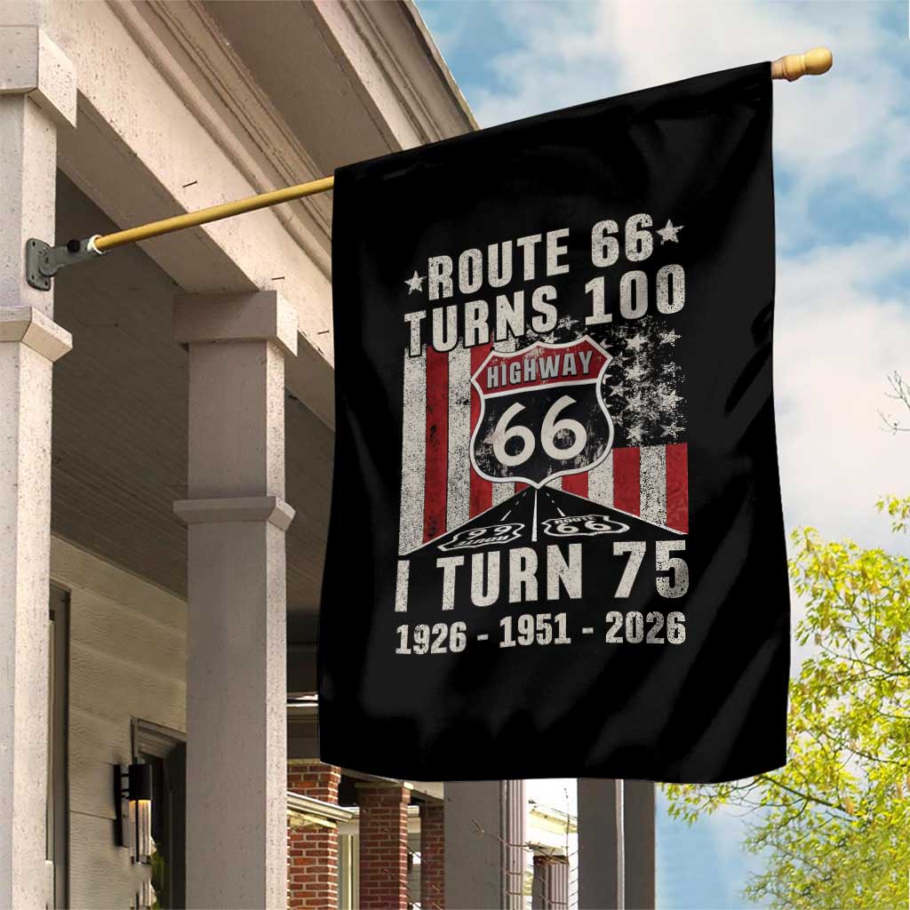 Route Highway 66 Turns 100 I Turn 75 Garden Flag Vintage 1951 Born American Road Sign 75th Birthday Gift