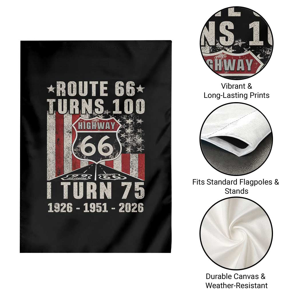 Route Highway 66 Turns 100 I Turn 75 Garden Flag Vintage 1951 Born American Road Sign 75th Birthday Gift