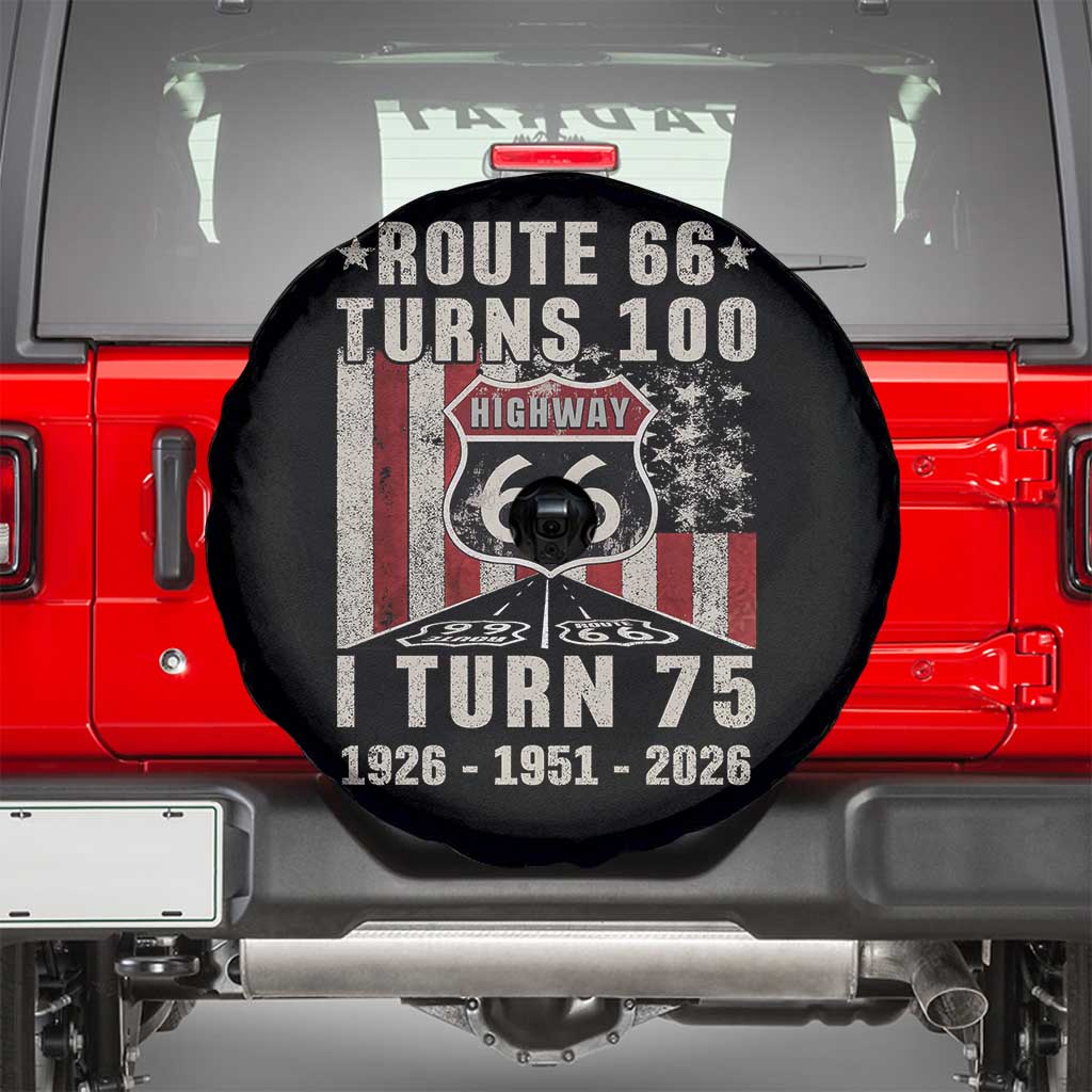 Route Highway 66 Turns 100 I Turn 75 Spare Tire Cover Vintage 1951 Born American Road Sign 75th Birthday Gift