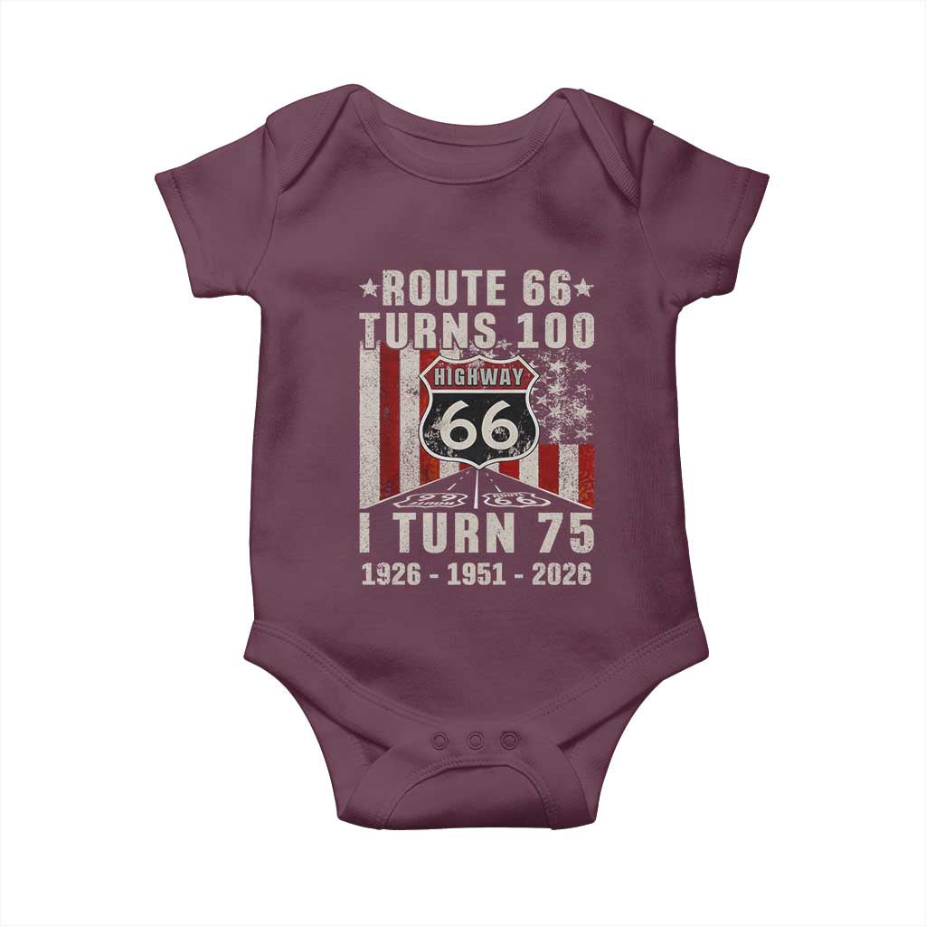 Route Highway 66 Turns 100 I Turn 75 Baby Onesie Vintage 1951 Born American Road Sign 75th Birthday Gift