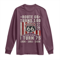 Route Highway 66 Turns 100 I Turn 75 Long Sleeve Shirt Vintage 1951 Born American Road Sign 75th Birthday Gift