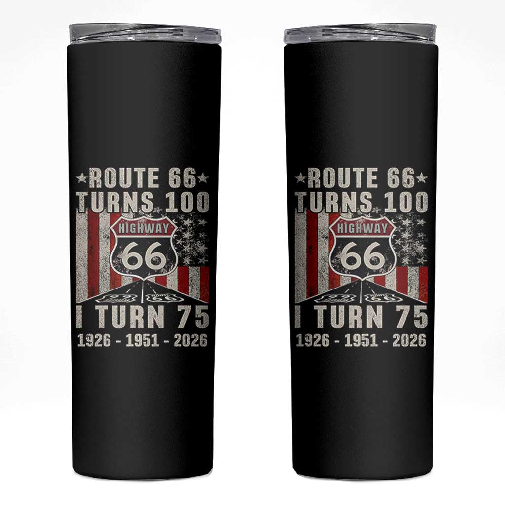 Route Highway 66 Turns 100 I Turn 75 Skinny Tumbler Vintage 1951 Born American Road Sign 75th Birthday Gift