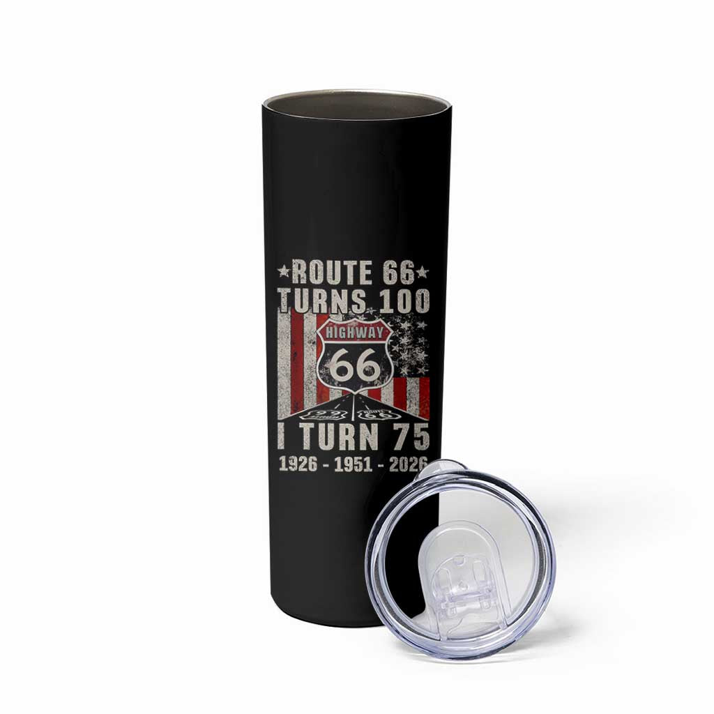 Route Highway 66 Turns 100 I Turn 75 Skinny Tumbler Vintage 1951 Born American Road Sign 75th Birthday Gift