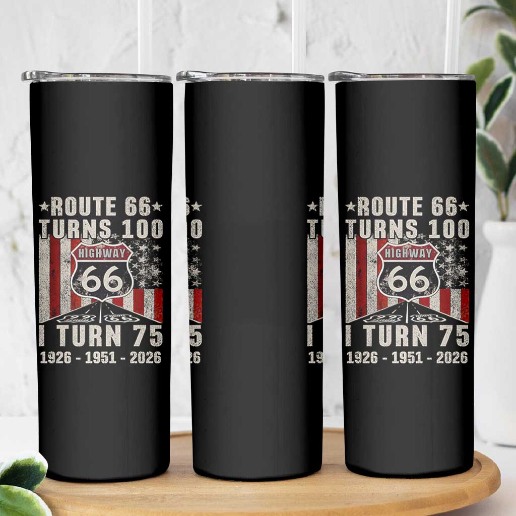 Route Highway 66 Turns 100 I Turn 75 Skinny Tumbler Vintage 1951 Born American Road Sign 75th Birthday Gift