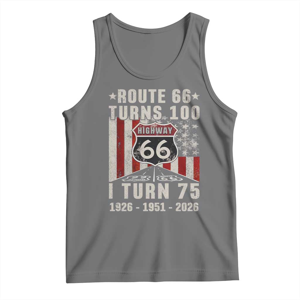 Route Highway 66 Turns 100 I Turn 75 Tank Top Vintage 1951 Born American Road Sign 75th Birthday Gift