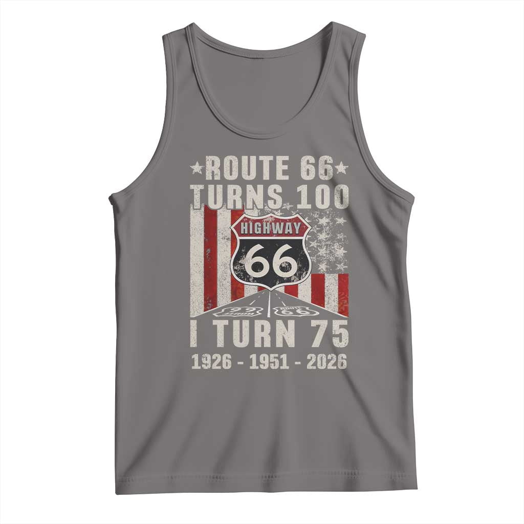 Route Highway 66 Turns 100 I Turn 75 Tank Top Vintage 1951 Born American Road Sign 75th Birthday Gift