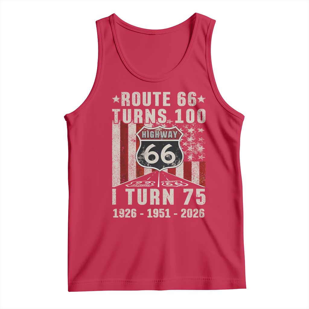 Route Highway 66 Turns 100 I Turn 75 Tank Top Vintage 1951 Born American Road Sign 75th Birthday Gift