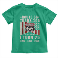 Route Highway 66 Turns 100 I Turn 75 Toddler T Shirt Vintage 1951 Born American Road Sign 75th Birthday Gift