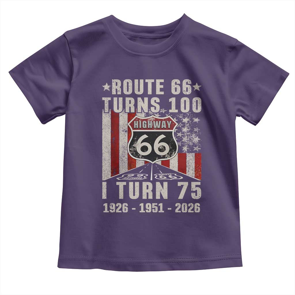 Route Highway 66 Turns 100 I Turn 75 Toddler T Shirt Vintage 1951 Born American Road Sign 75th Birthday Gift