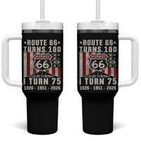 Route Highway 66 Turns 100 I Turn 75 Tumbler With Handle Vintage 1951 Born American Road Sign 75th Birthday Gift
