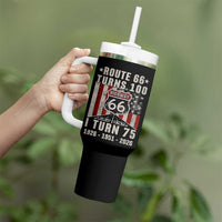 Route Highway 66 Turns 100 I Turn 75 Tumbler With Handle Vintage 1951 Born American Road Sign 75th Birthday Gift