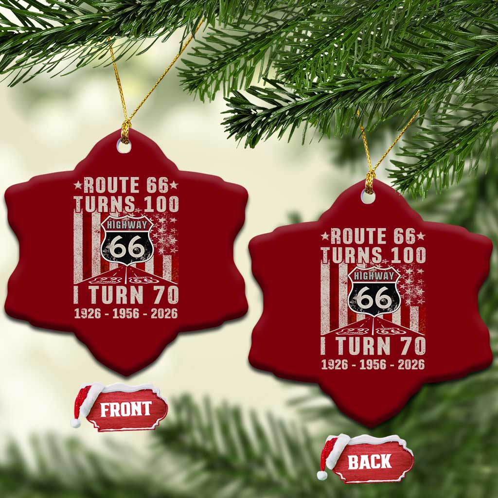 Route Highway 66 Turns 100 I Turn 70 Ceramic Ornament Vintage 1956 Born American Road Sign 70th Birthday Gift