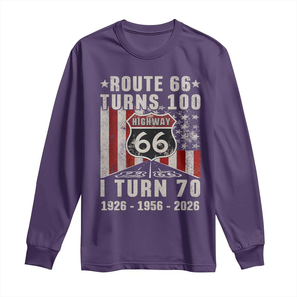 Route Highway 66 Turns 100 I Turn 70 Long Sleeve Shirt Vintage 1956 Born American Road Sign 70th Birthday Gift