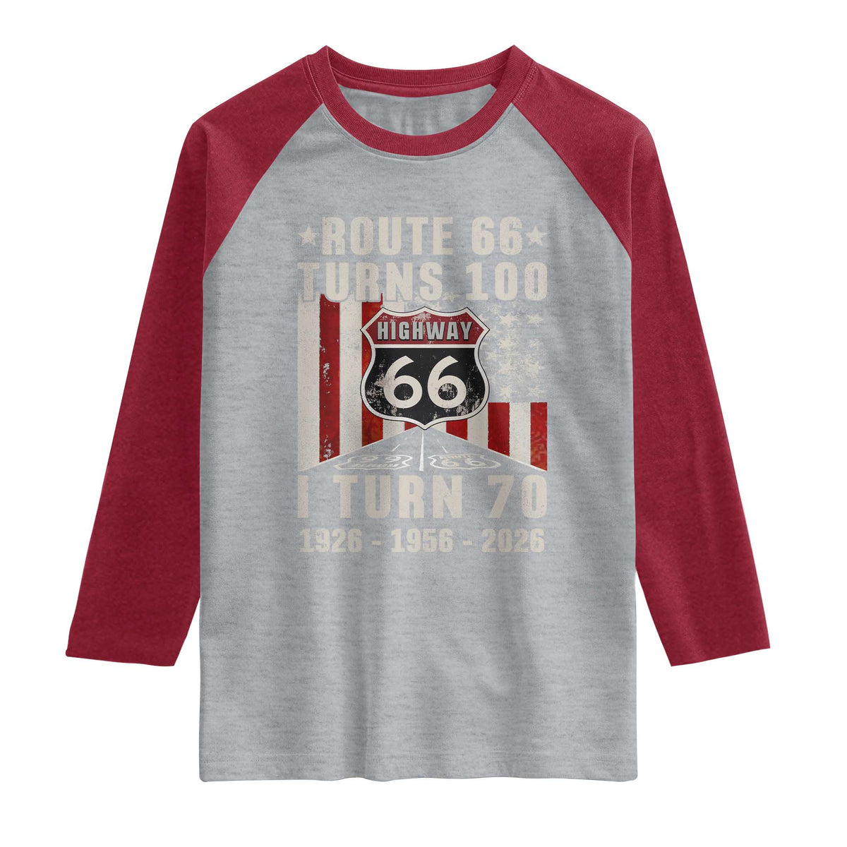 Route Highway 66 Turns 100 I Turn 70 Raglan Shirt Vintage 1956 Born American Road Sign 70th Birthday Gift