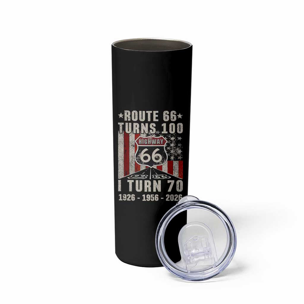 Route Highway 66 Turns 100 I Turn 70 Skinny Tumbler Vintage 1956 Born American Road Sign 70th Birthday Gift