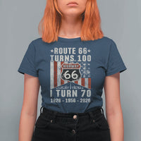 Route Highway 66 Turns 100 I Turn 70 T Shirt For Women Vintage 1956 Born American Road Sign 70th Birthday Gift