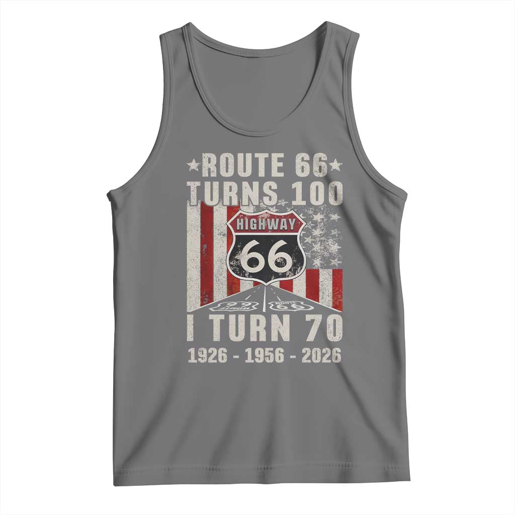 Route Highway 66 Turns 100 I Turn 70 Tank Top Vintage 1956 Born American Road Sign 70th Birthday Gift