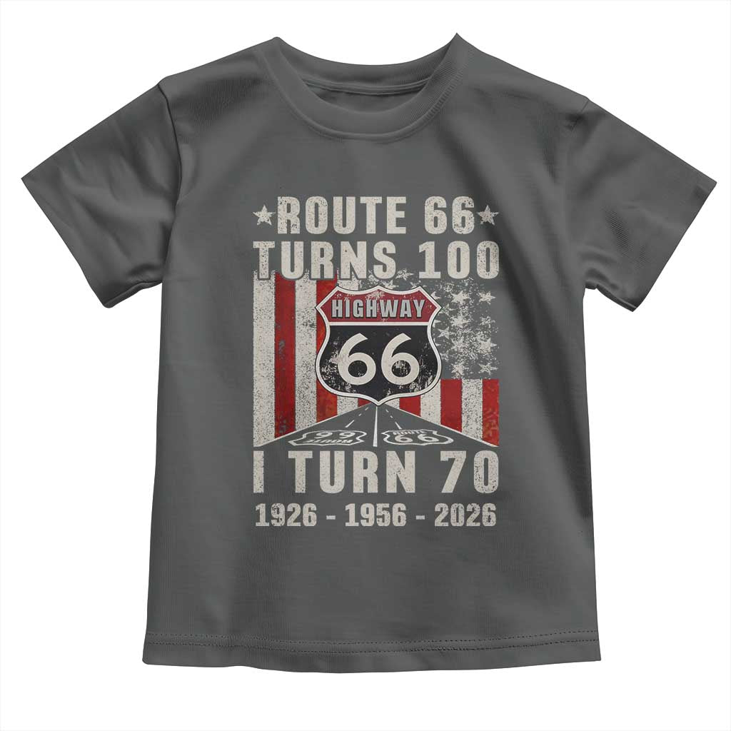 Route Highway 66 Turns 100 I Turn 70 Toddler T Shirt Vintage 1956 Born American Road Sign 70th Birthday Gift