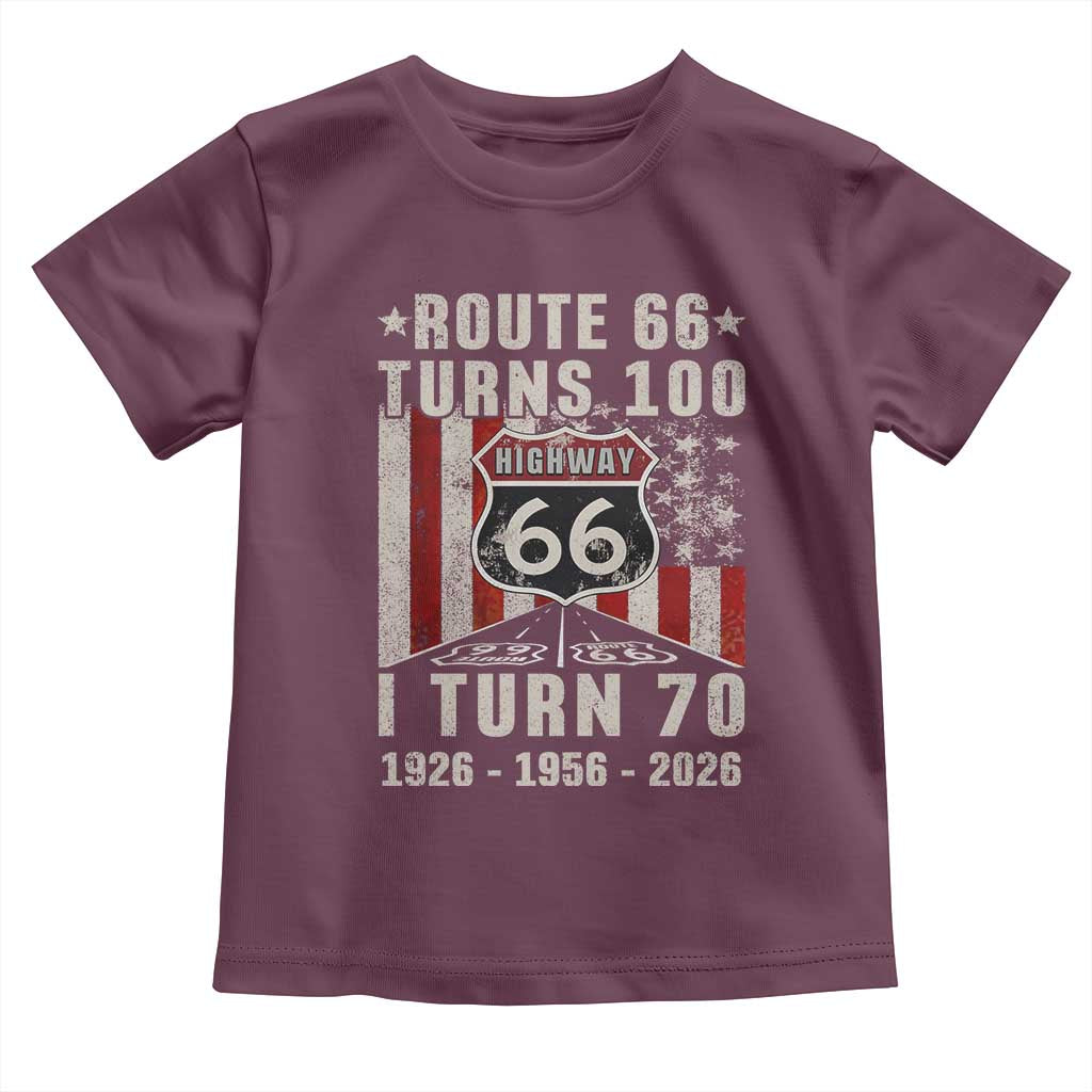 Route Highway 66 Turns 100 I Turn 70 Toddler T Shirt Vintage 1956 Born American Road Sign 70th Birthday Gift