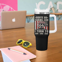 Route Highway 66 Turns 100 I Turn 70 Tumbler With Handle Vintage 1956 Born American Road Sign 70th Birthday Gift