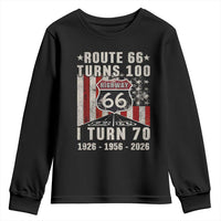 Route Highway 66 Turns 100 I Turn 70 Youth Sweatshirt Vintage 1956 Born American Road Sign 70th Birthday Gift