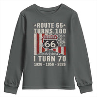 Route Highway 66 Turns 100 I Turn 70 Youth Sweatshirt Vintage 1956 Born American Road Sign 70th Birthday Gift