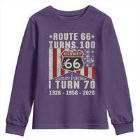 Route Highway 66 Turns 100 I Turn 70 Youth Sweatshirt Vintage 1956 Born American Road Sign 70th Birthday Gift