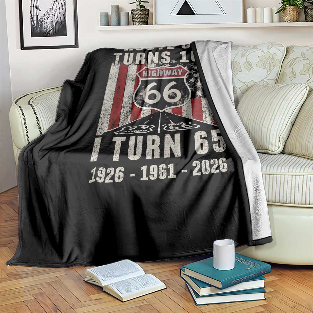 Route Highway 66 Turns 100 I Turn 65 Throw Blanket Vintage 1961 Born American Road Sign 65th Birthday Gift
