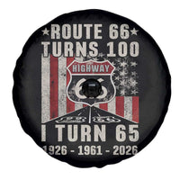 Route Highway 66 Turns 100 I Turn 65 Spare Tire Cover Vintage 1961 Born American Road Sign 65th Birthday Gift