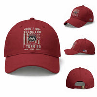 Route Highway 66 Turns 100 I Turn 65 Baseball Cap Vintage 1961 Born American Road Sign 65th Birthday Gift