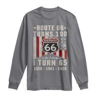 Route Highway 66 Turns 100 I Turn 65 Long Sleeve Shirt Vintage 1961 Born American Road Sign 65th Birthday Gift