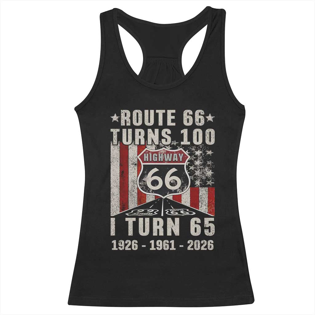 Route Highway 66 Turns 100 I Turn 65 Racerback Tank Top Vintage 1961 Born American Road Sign 65th Birthday Gift