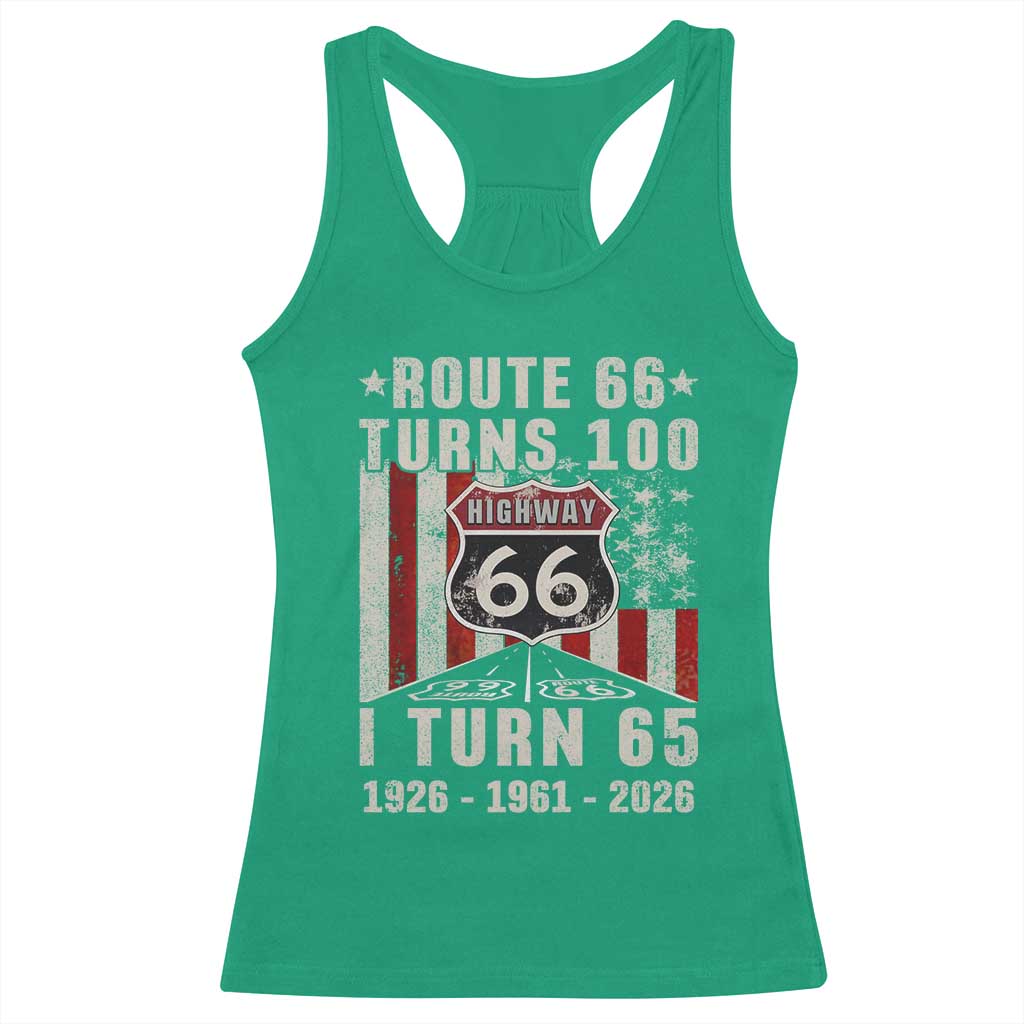 Route Highway 66 Turns 100 I Turn 65 Racerback Tank Top Vintage 1961 Born American Road Sign 65th Birthday Gift