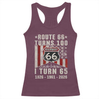 Route Highway 66 Turns 100 I Turn 65 Racerback Tank Top Vintage 1961 Born American Road Sign 65th Birthday Gift
