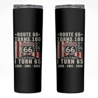 Route Highway 66 Turns 100 I Turn 65 Skinny Tumbler Vintage 1961 Born American Road Sign 65th Birthday Gift