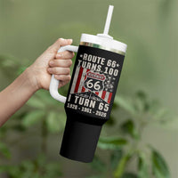 Route Highway 66 Turns 100 I Turn 65 Tumbler With Handle Vintage 1961 Born American Road Sign 65th Birthday Gift