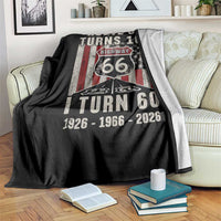 Route Highway 66 Turns 100 I Turn 60 Throw Blanket Vintage 1966 Born American Road Sign 60th Birthday Gift