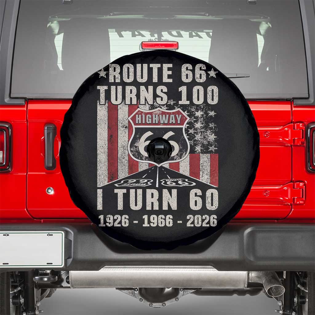 Route Highway 66 Turns 100 I Turn 60 Spare Tire Cover Vintage 1966 Born American Road Sign 60th Birthday Gift