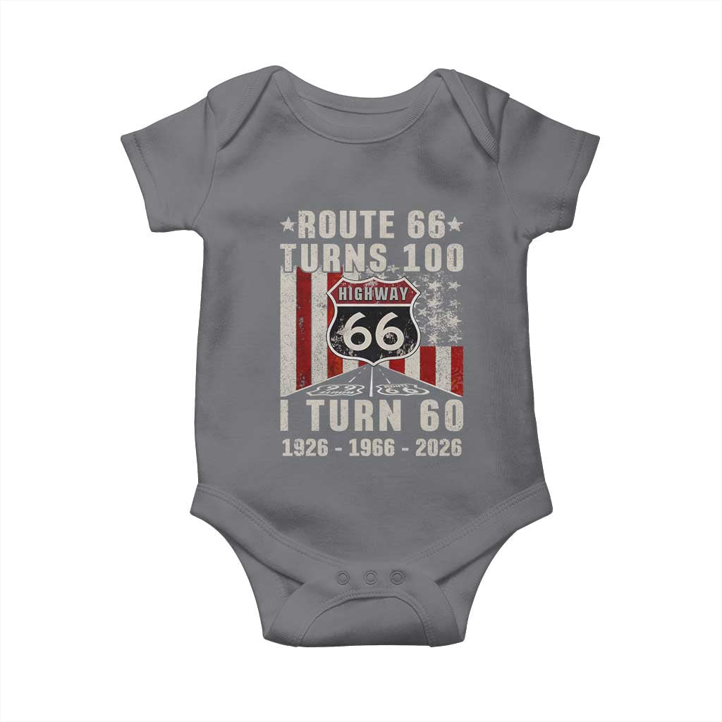 Route Highway 66 Turns 100 I Turn 60 Baby Onesie Vintage 1966 Born American Road Sign 60th Birthday Gift