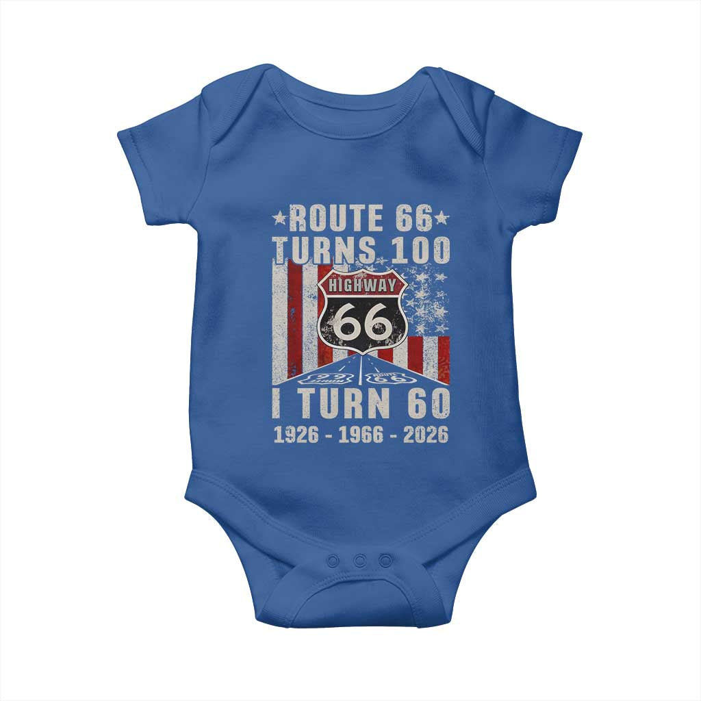 Route Highway 66 Turns 100 I Turn 60 Baby Onesie Vintage 1966 Born American Road Sign 60th Birthday Gift