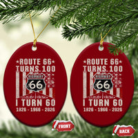 Route Highway 66 Turns 100 I Turn 60 Ceramic Ornament Vintage 1966 Born American Road Sign 60th Birthday Gift
