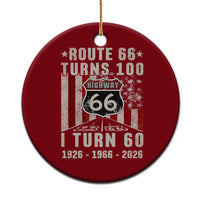 Route Highway 66 Turns 100 I Turn 60 Ceramic Ornament Vintage 1966 Born American Road Sign 60th Birthday Gift