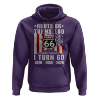 Route Highway 66 Turns 100 I Turn 60 Hoodie Vintage 1966 Born American Road Sign 60th Birthday Gift